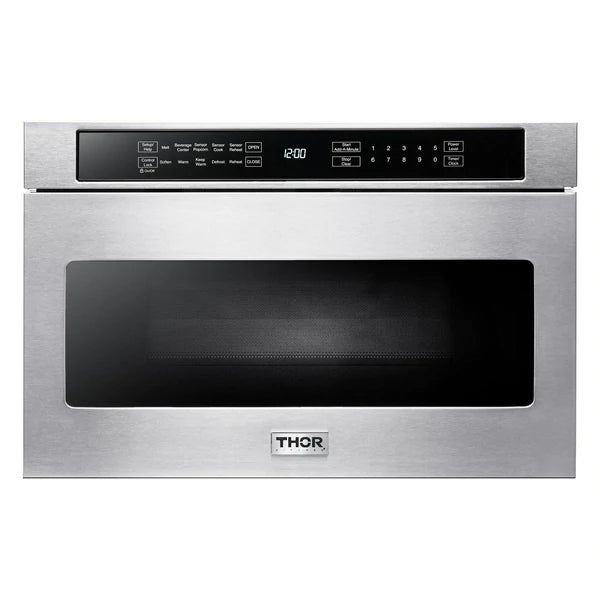 Thor Kitchen Appliance Package - 36 in. Electric Range, Range Hood, Microwave Drawer