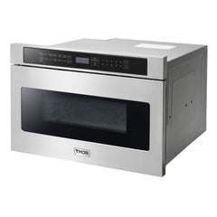 Thor Kitchen Package - 36 in. Gas Burner/Electric Oven Range, Range Hood, Microwave Drawer, Refrigerator with Water and Ice Dispenser, Dishwasher, Wine Cooler