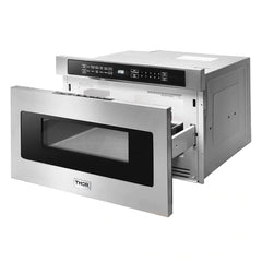 Thor Kitchen Package - 48 in. Gas Range, Range Hood, Dishwasher, Refrigerator with Water and Ice Dispenser, Microwave Drawer