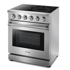 Thor Kitchen Appliance Package - 30 inch Electric Range, Range Hood, Microwave Drawer, Counter-Depth Refrigerator with Water and Ice Dispenser, Dishwasher