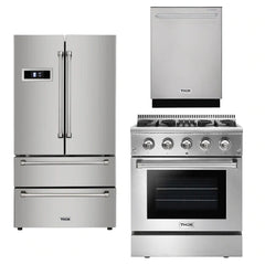 Thor Kitchen Package - 30 in. Propane Gas Burner/Electric Oven Range, Refrigerator, Dishwasher