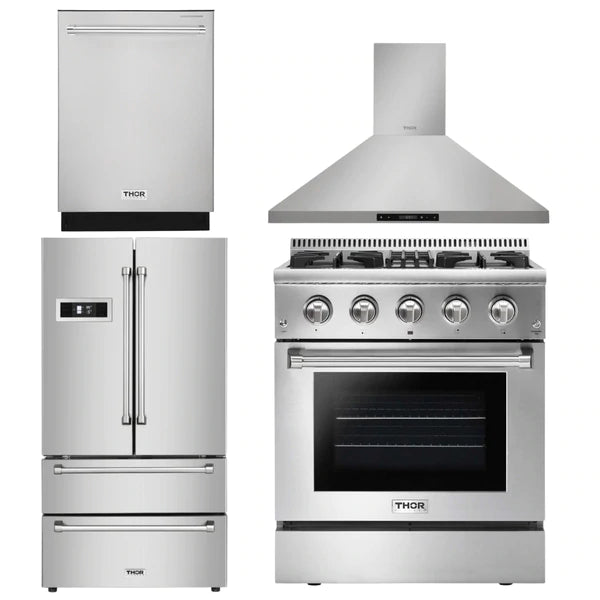 Thor Kitchen Package - 30 in. Propane Gas/Electric Oven Range, Range Hood, Refrigerator, Dishwasher