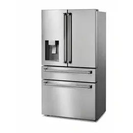 Thor Kitchen Package - 36 In. Propane Gas Range, Range Hood, Refrigerator with Water and Ice Dispenser, Dishwasher