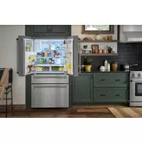 Thor Kitchen Package - 36 in. Propane Gas Range, Microwave Drawer, Refrigerator with Water and Ice Dispenser, Dishwasher