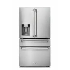 Thor Kitchen Appliance Package - 30 In. Propane Gas Burner/Electric Oven Range, Refrigerator with Water and Ice Dispenser, Dishwasher