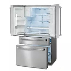 Thor Kitchen Package - 36 in. Natural Gas Range, Range Hood, Microwave Drawer, Refrigerator with Fridge and Ice Maker, Dishwasher, Wine Cooler