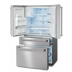 Thor Kitchen Package - 48 in. Gas Range, Range Hood, Dishwasher, Refrigerator with Water and Ice Dispenser, Microwave Drawer