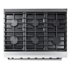 Thor Kitchen Package - 36 in. Natural Gas Range, Range Hood, Microwave Drawer, Refrigerator with Water and Ice Dispenser, Dishwasher