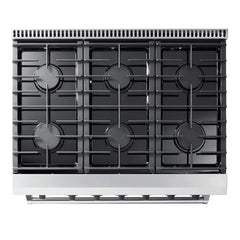 Thor Kitchen Package - 36 in. Natural Gas Range, Range Hood, Microwave Drawer, Refrigerator, Dishwasher