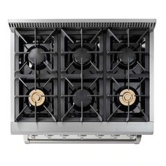 Thor Kitchen Package - 36 In. Gas Range, Range Hood, Microwave Drawer, Refrigerator with Water and Ice Dispenser, Dishwasher