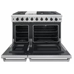 Thor Kitchen Package - 48 in. Gas Range, Range Hood, Refrigerator with Water and Ice Dispenser, Dishwasher, Wine Cooler, Microwave