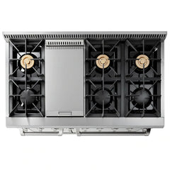 Thor Kitchen Professional Package - 48 in. Gas Range, Range Hood, Refrigerator with Water and Ice Dispenser, Dishwasher, Microwave Drawer, Wine Cooler