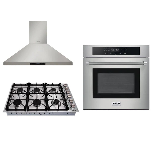 Thor Kitchen Appliance Package - 30 in. Wall Oven, 36 In. Drop-in Cooktop, Range Hood