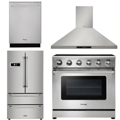 Thor Kitchen Appliance Package - 36 in. Electric Range, Range Hood, Refrigerator, Dishwasher