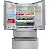 Thor Kitchen Appliance Package - 48 in. Gas Burner/Electric Oven Range, Range Hood, Refrigerator, Dishwasher