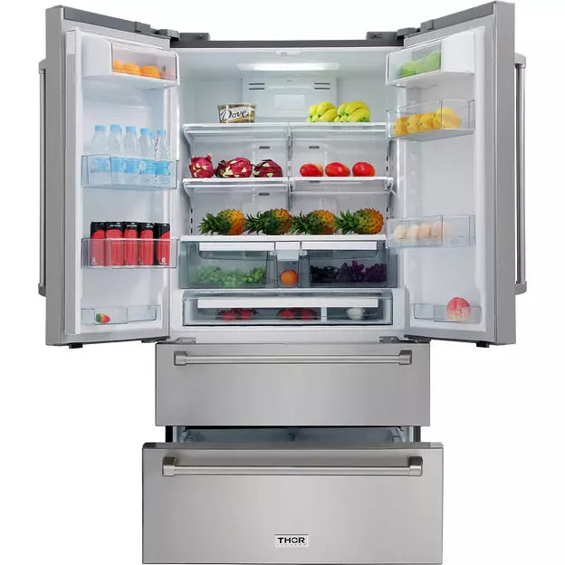 Thor Kitchen Appliance Package - 30 inch Electric Range, Range Hood, Microwave Drawer, Refrigerator, Dishwasher, Wine Cooler