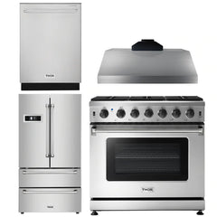 Thor Kitchen Package - 36 in. Natural Gas Range, Range Hood, Refrigerator, Dishwasher