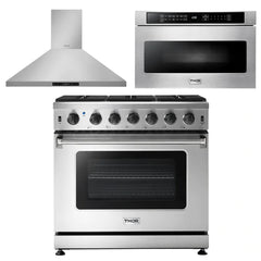 Thor Kitchen Package - 36 in. Propane Gas Range, Range Hood, Microwave Drawer