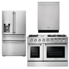 Thor Kitchen Professional Package - 48 in. Gas Range, Refrigerator with Water and Ice Dispenser, Dishwasher