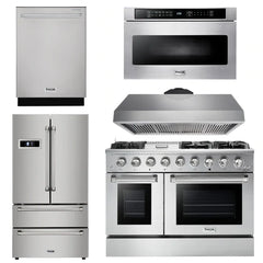 Thor Kitchen Professional Package 48 in. Gas Range, Range Hood, Refrigerator, Dishwasher, Microwave Drawer