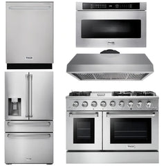 Thor Kitchen Professional Package 48 in. Propane Gas Range, Range Hood, Refrigerator with Water and Ice Dispenser, Dishwasher, Microwave Drawer