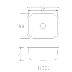 Alpha Model U231 Stainless Steel Undermount Single Bowl Sink - U231 K