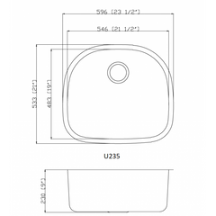 Alpha Model U235 / U236 – Stainless Steel Undermount Single Bowl Sink - U23