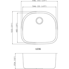 Alpha Model U235 / U236 – Stainless Steel Undermount Single Bowl Sink - U23