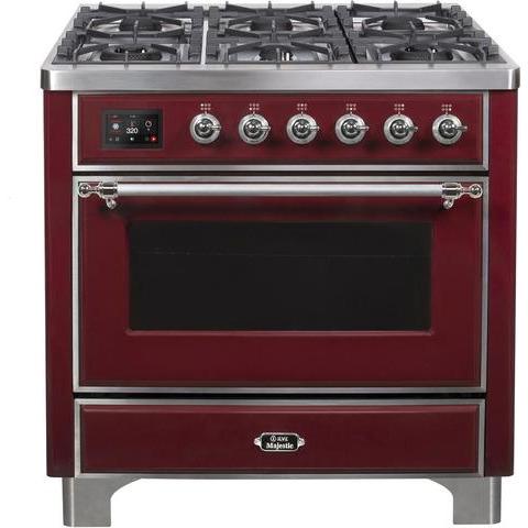 ILVE 36" Majestic II Series Dual Fuel Gas Range with 6 Burners with 3.5 cu. ft. Oven Capacity TFT Oven Control Display (UM096DNS) - Ate and Drank