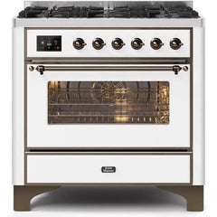 ILVE 36" Majestic II Series Dual Fuel Gas Range with 6 Burners with 3.5 cu. ft. Oven Capacity TFT Oven Control Display (UM096DNS) - Ate and Drank