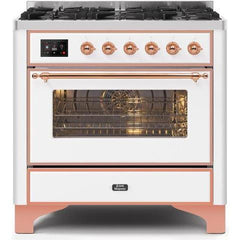 ILVE 36" Majestic II Series Dual Fuel Gas Range with 6 Burners with 3.5 cu. ft. Oven Capacity TFT Oven Control Display (UM096DNS) - Ate and Drank