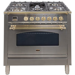 ILVE 36" Nostalgie Series Freestanding Single Oven Gas Range with 5 Sealed Burners and Griddle - UPN90FDV