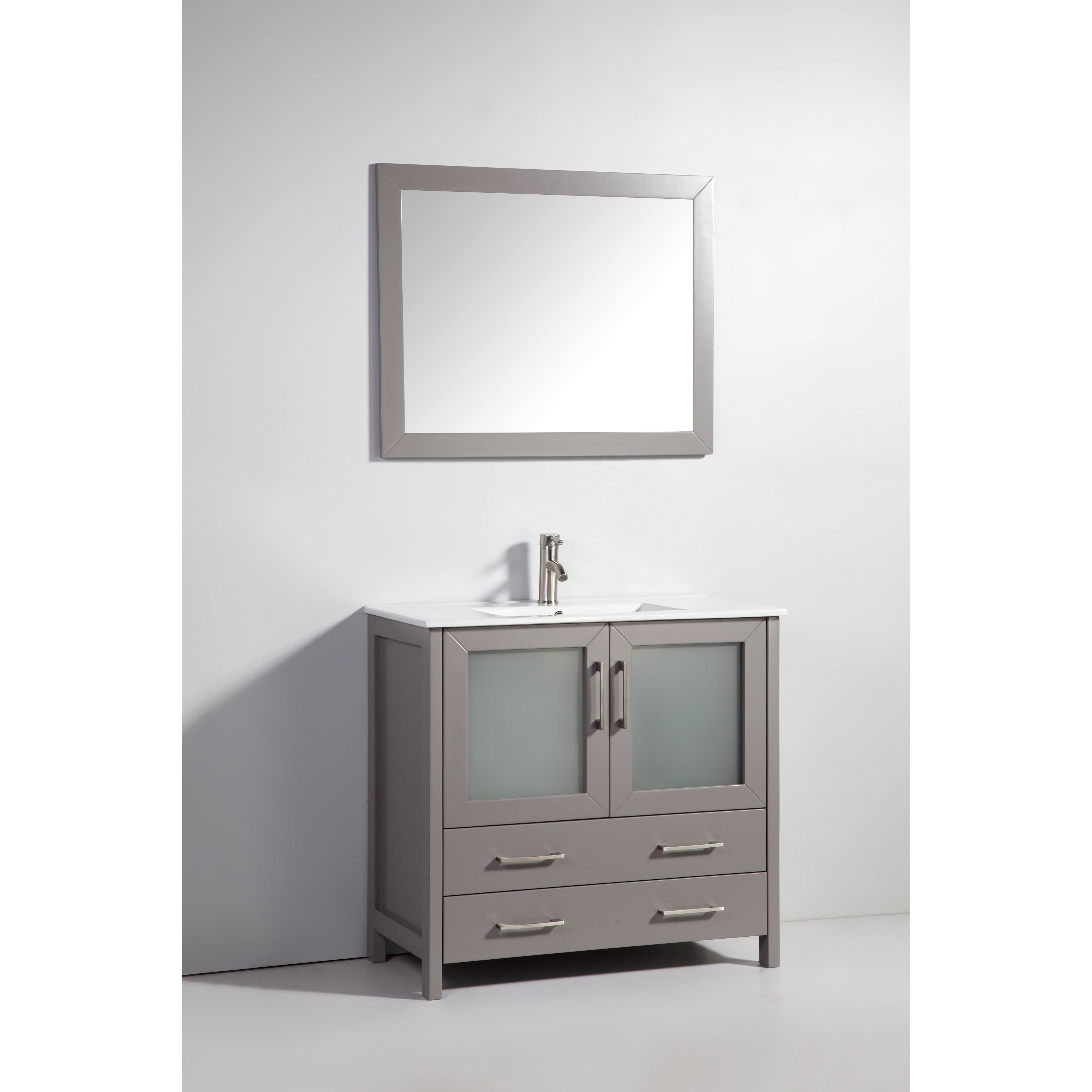 VANITY ART 36" Single Sink Vanity – White Ceramic Vanity Top with Double Basin Top in White Ceramic- VA3036