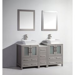 Vanity Art 60" Double Sink Vanity – White Ceramic Vanity Top with Single Basin Vanity Top in White Ceramic - VA3124-60