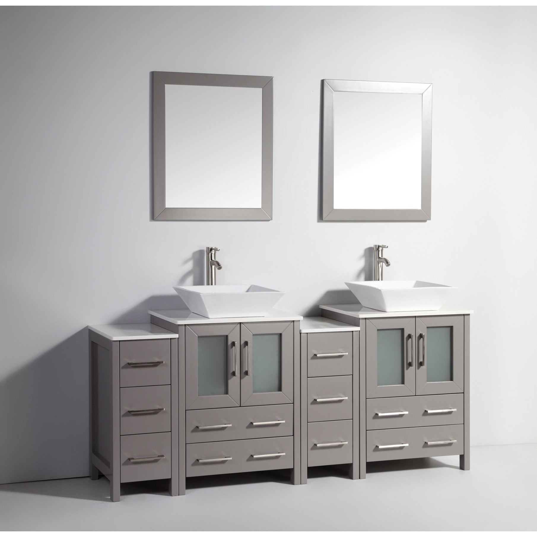 Vanity Art 72" Double Sink Vanity – White Ceramic Vanity Top with Single Basin Vanity Top in White Ceramic - VA3124-72
