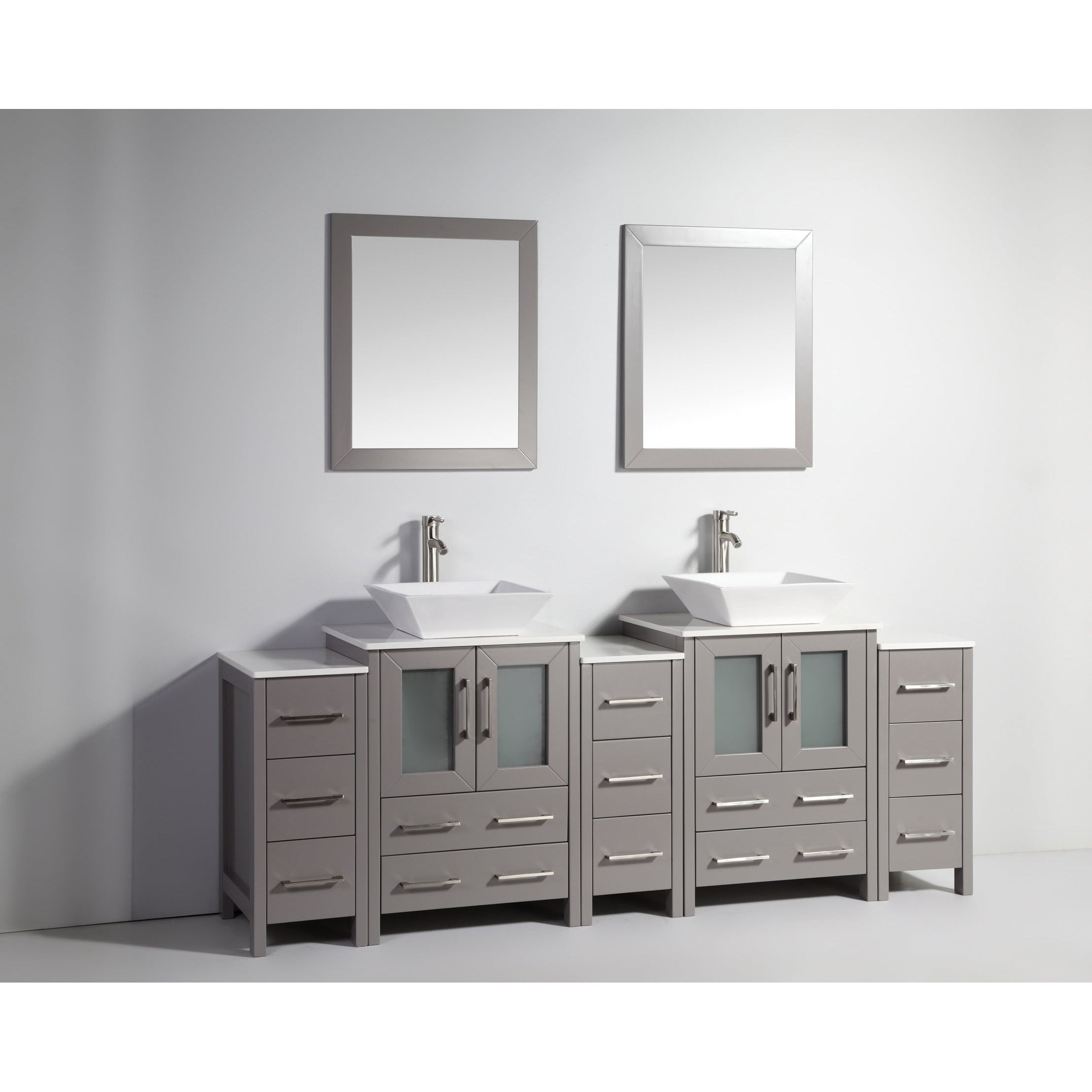 Vanity Art 84" Double Sink Vanity – White Ceramic Vanity Top with Single Basin Vanity Top in White Ceramic - VA3124-84