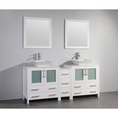 Vanity Art 72" Double Sink Vanity – White Ceramic Vanity Top with Single Basin Vanity Top in White Ceramic - VA3130-72