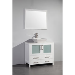 Vanity Art 36" Single Sink Vanity – White Ceramic Vanity Top with Double Basin Top in White Ceramic - VA3136