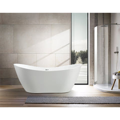 Vanity Art 71" Freestanding Bathtub – Overflow W/Chrome Finish and Adjustable Leveling Legs - VA6517