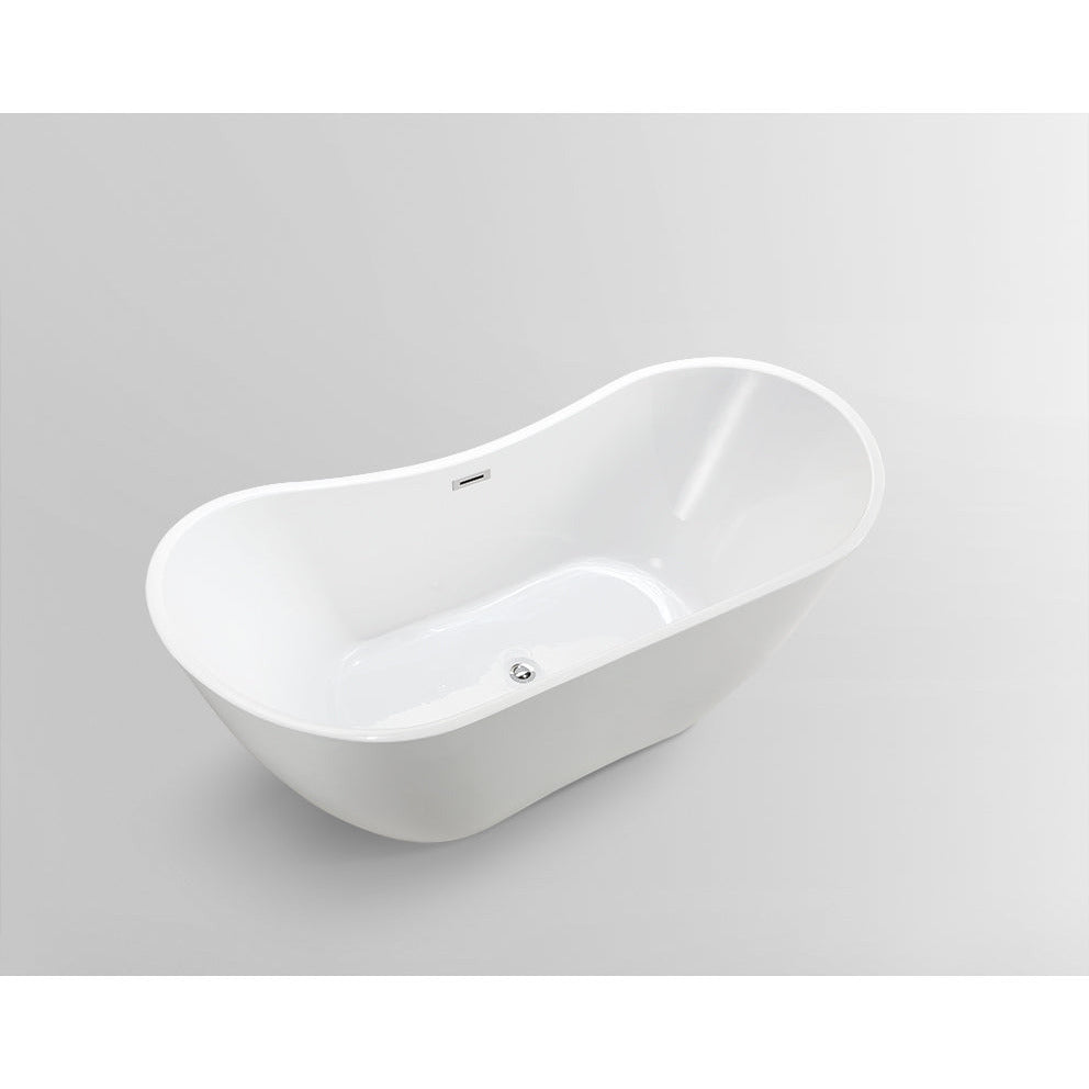Vanity Art 71" Freestanding Bathtub – Overflow W/Chrome Finish and Adjustable Leveling Legs - VA6517