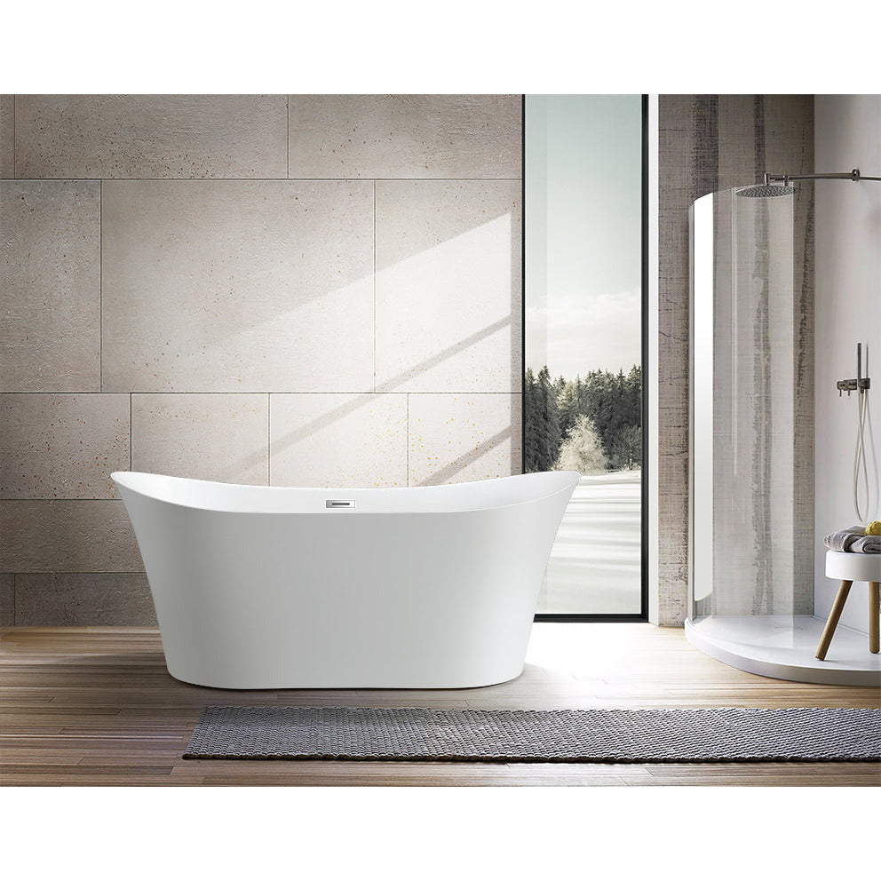 Vanity Art 67" Freestanding Bathtub – Overflow W/Chrome Finish and Adjustable Leveling Legs - VA6805