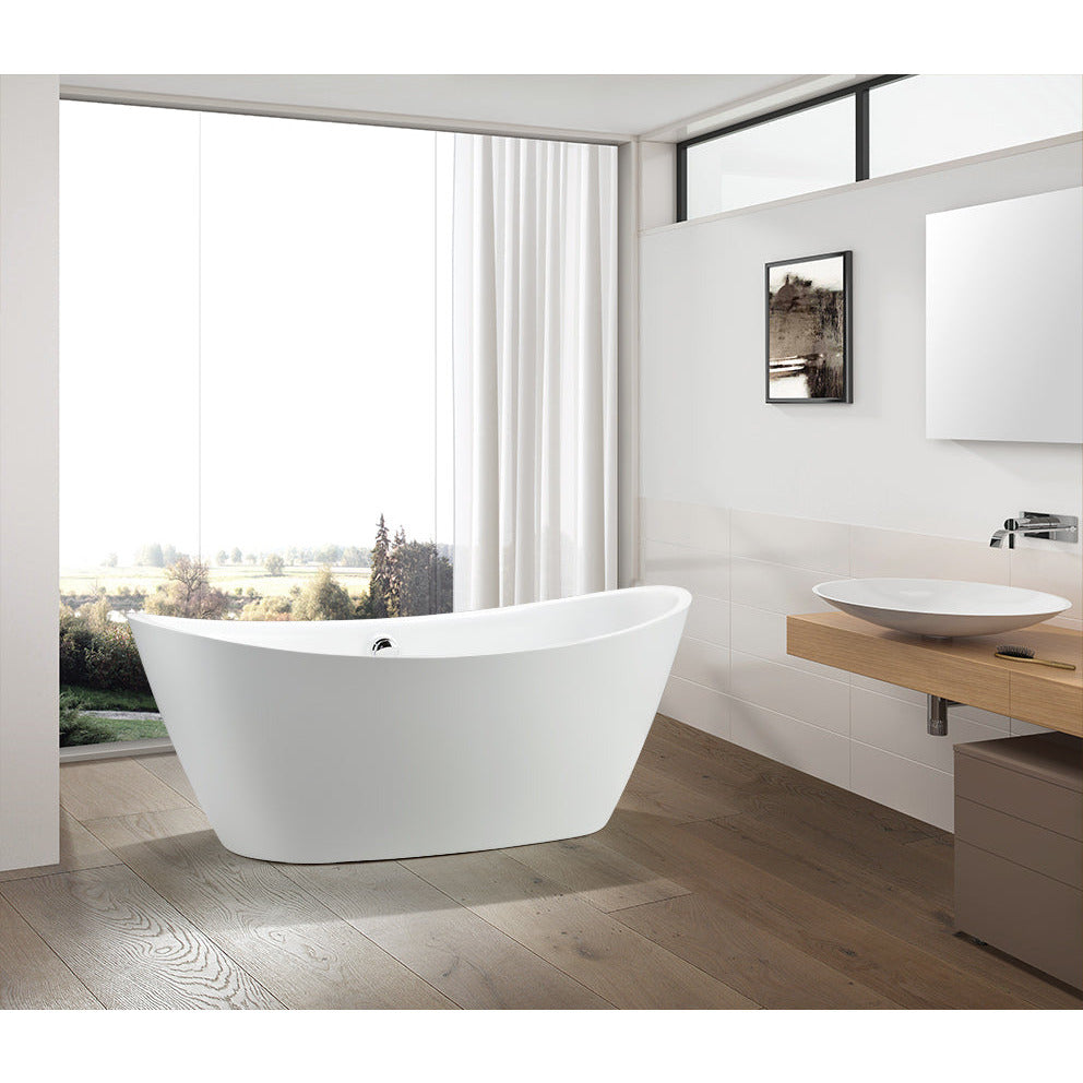 Vanity Art 71" Freestanding Bathtub – Overflow W/Chrome Finish and Adjustable Leveling Legs - VA6807