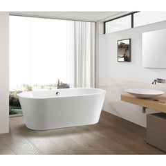 Vanity Art 59" Freestanding Bathtub – Overflow W/Chrome Finish and Adjustable Leveling Legs - VA6812S