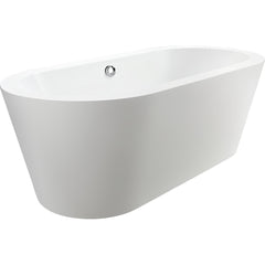 Vanity Art 59" Freestanding White Acrylic Soaking Tub - Modern Standalone Bathtub with Polished Chrome Pop-up Drain and UPC Certified Round Overflow - B8121