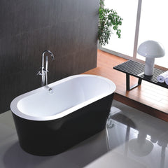 Vanity Art 68" Freestanding Bathtub – Overflow W/Chrome Finish and Adjustable Leveling Legs - VA6812-BL