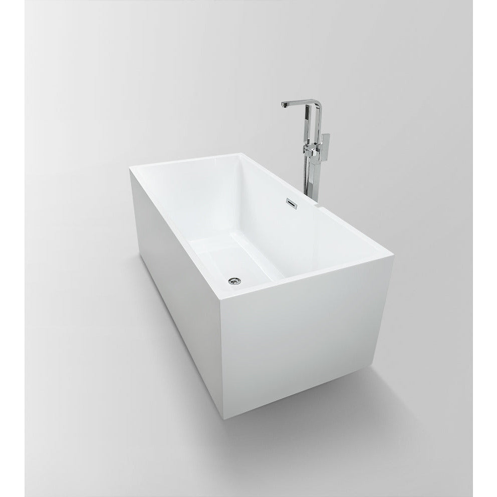 Vanity Art 59" Freestanding Bathtub – Overflow W/Chrome Finish and Adjustable Leveling Legs - VA6813B
