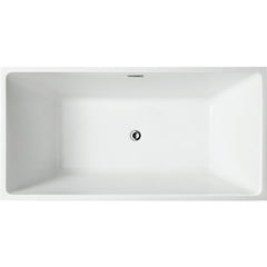 Vanity Art 67"  Freestanding Bathtub White Acrylic Freestanding Soaking Tub | Contemporary Design with Pop-up Drain and Overflow, UPC Certified - B813B2