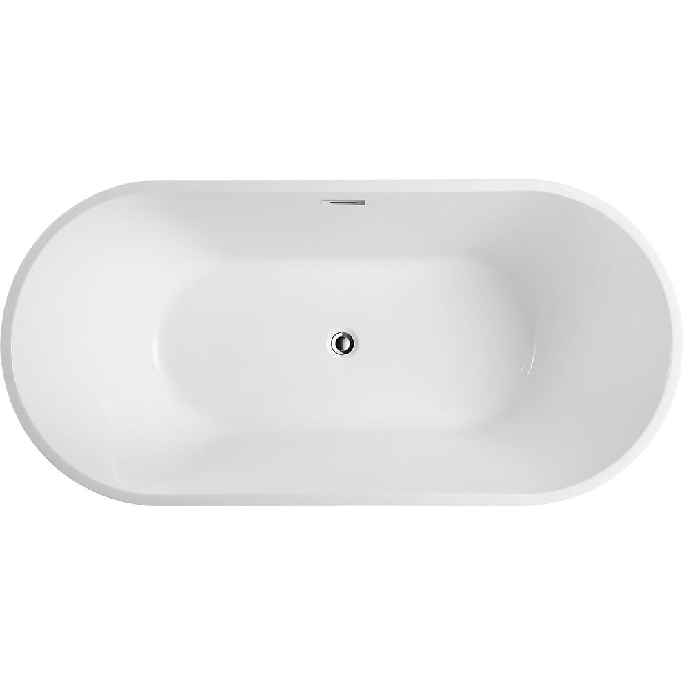 Vanity Art 68" Freestanding Bathtub – Overflow W/Chrome Finish and Adjustable Leveling Legs - VA6815-L