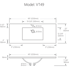 Alpha Model VT-49 – Single Bathroom Vanity Top - VT-49