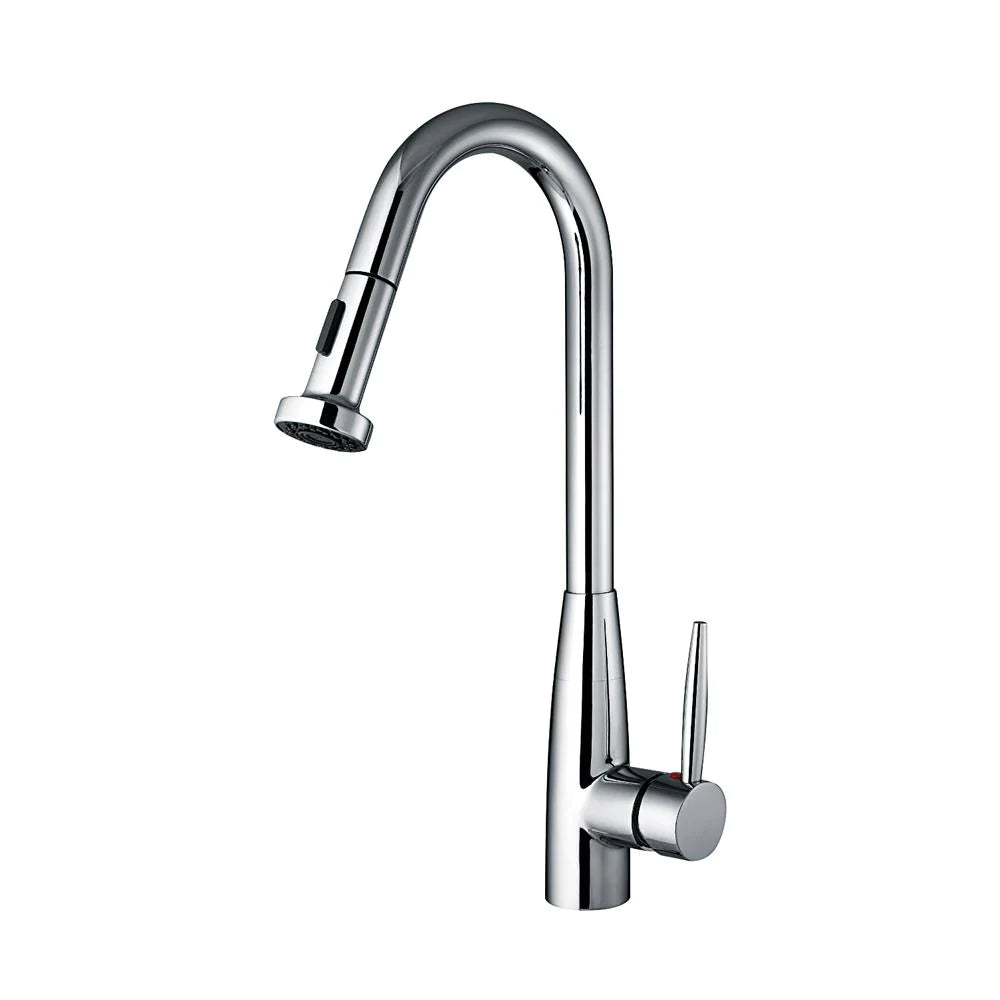 WHITEHAUS Jem Collectin Single Hole/Single Lever Handle Faucet with a Gooseneck Swivel Spout and Pull-Down Spray Head – WH2070838